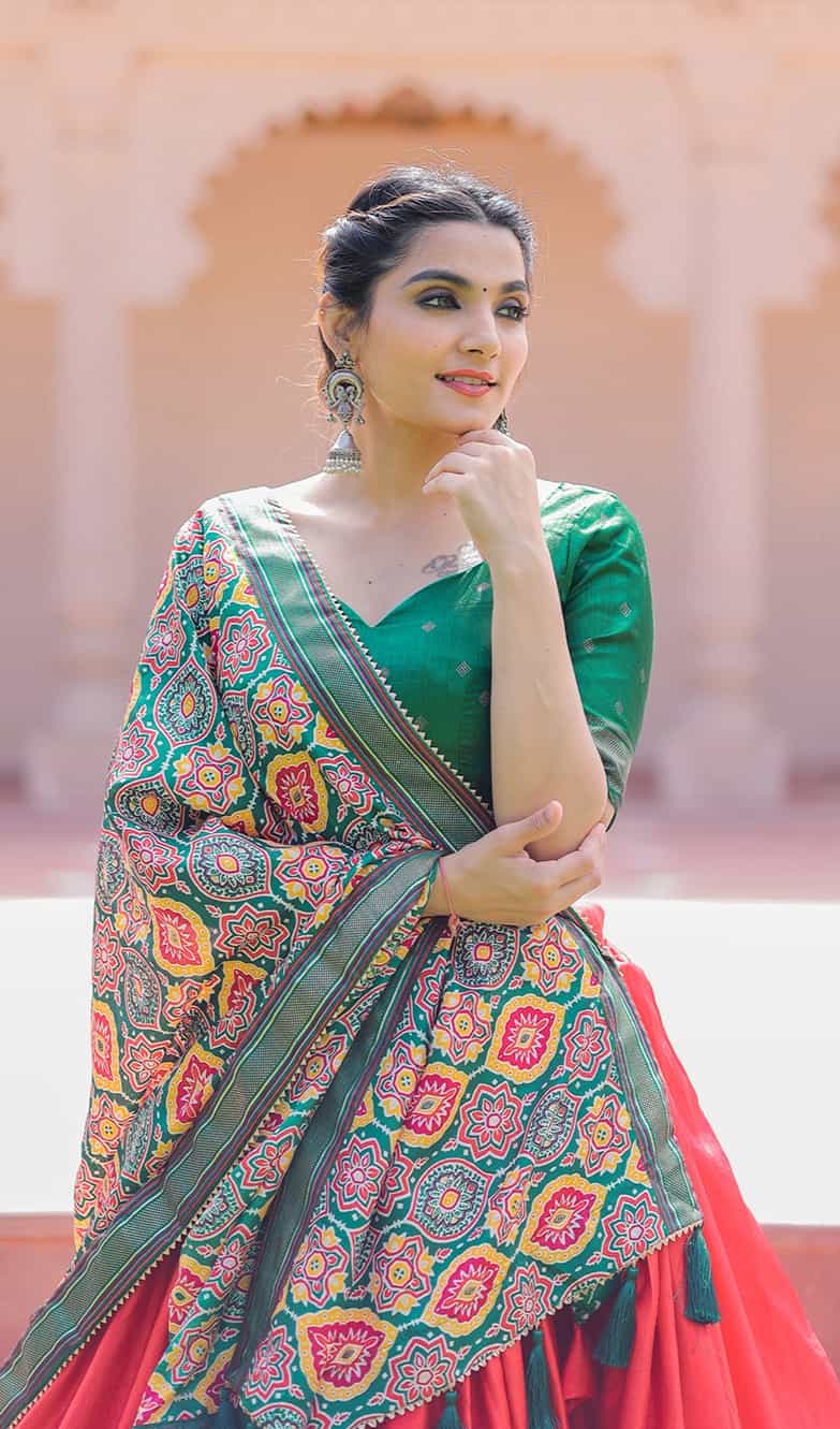 multicolor dola silk lehenga choli
