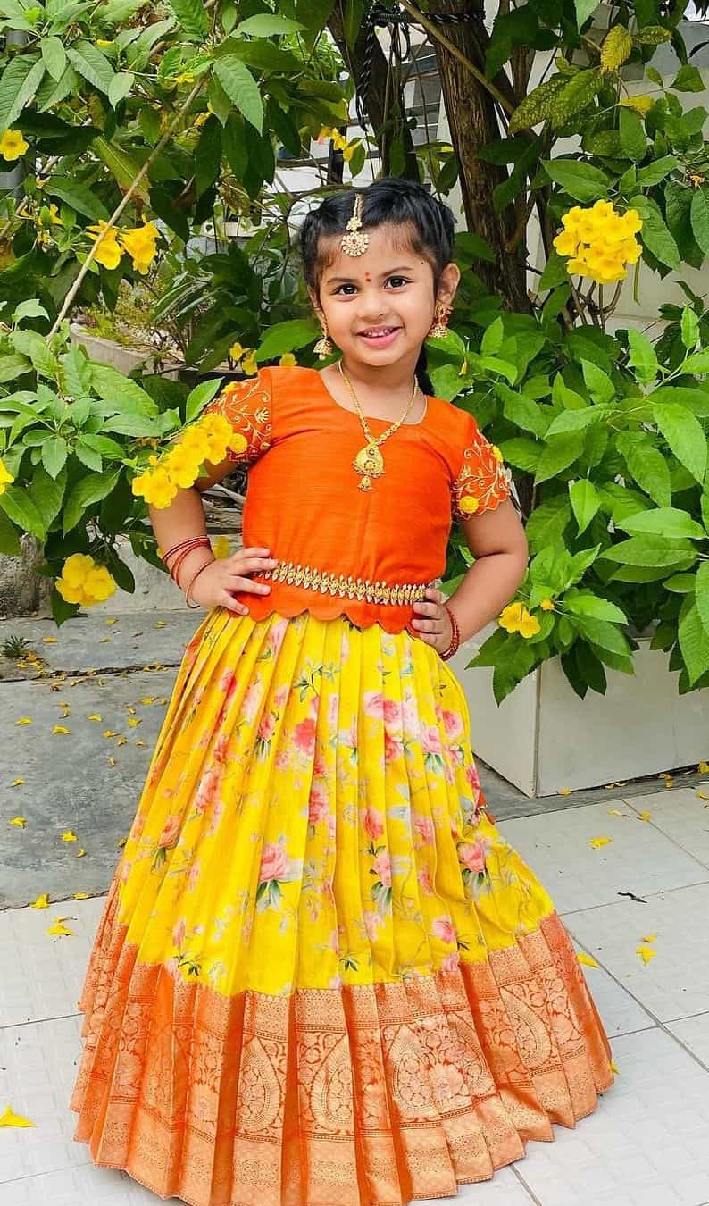 Orange Lehenga Choli for Girls 