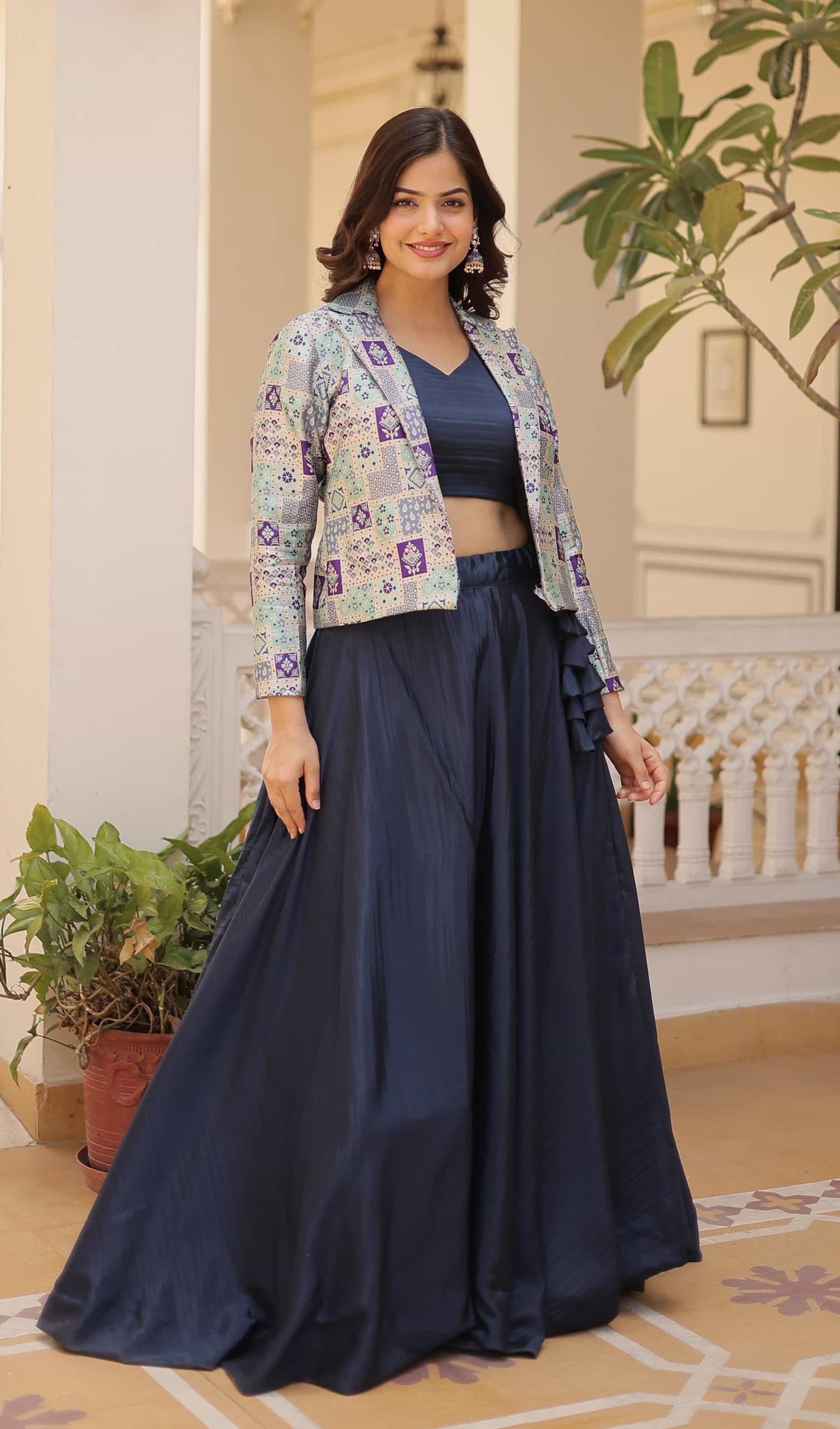 fully stitched lehenga with jacket