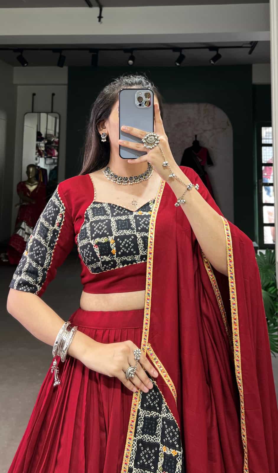 Maroon pure rayon lehenga with Gota Patti