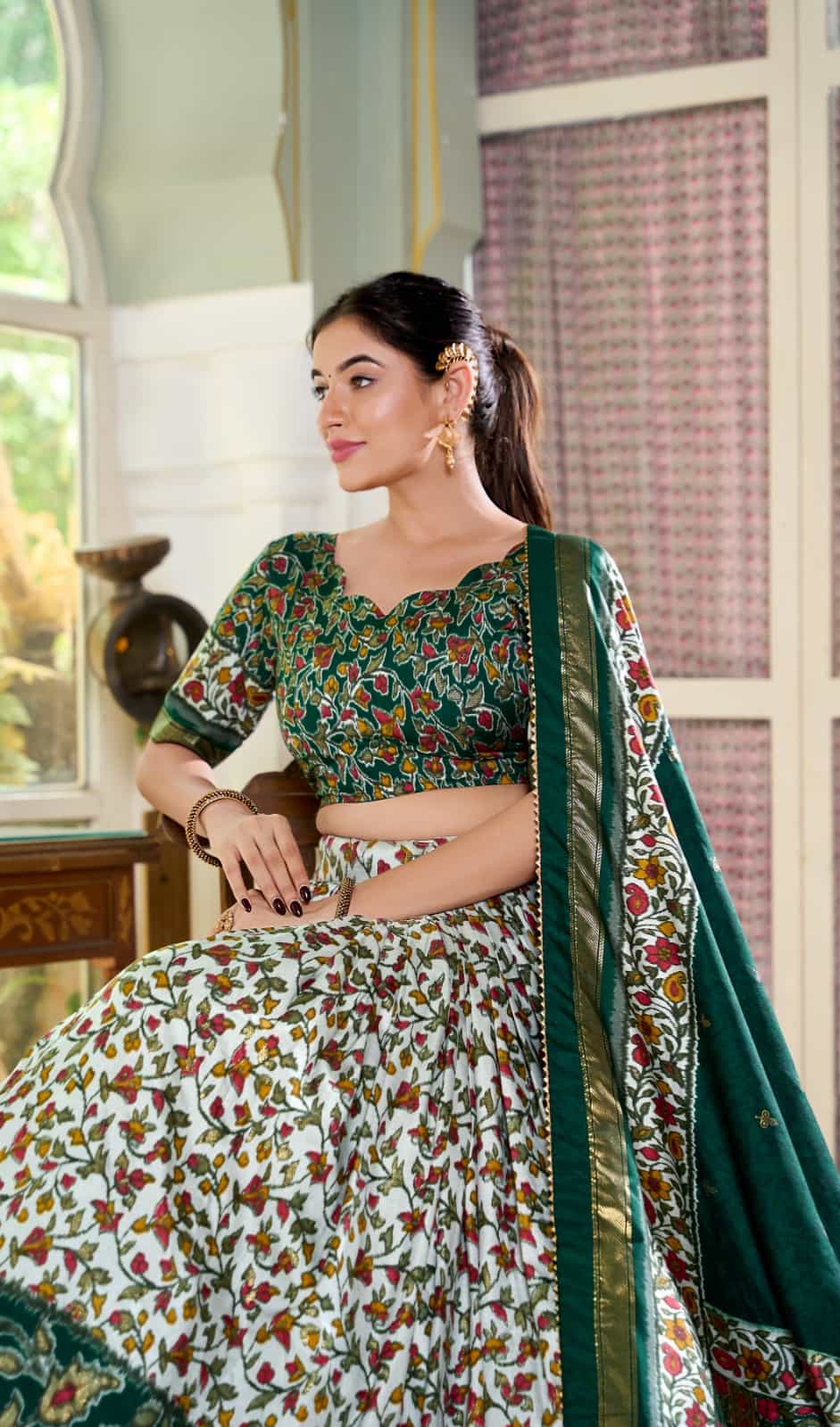 floral print lehenga choli set with micro cotton inner