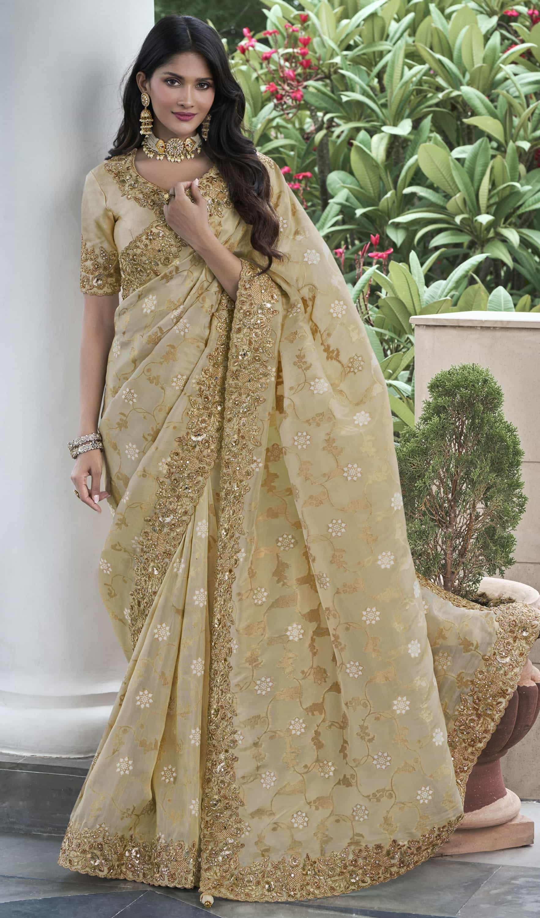 golden color saree