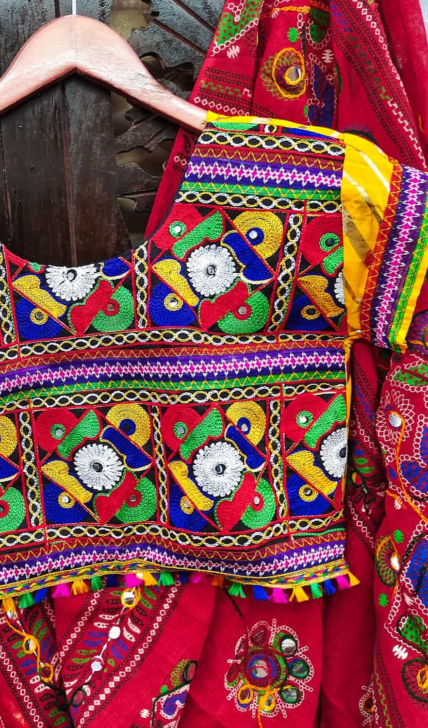 Multicolor Lehenga with Real Mirror & Chain Stitch Work