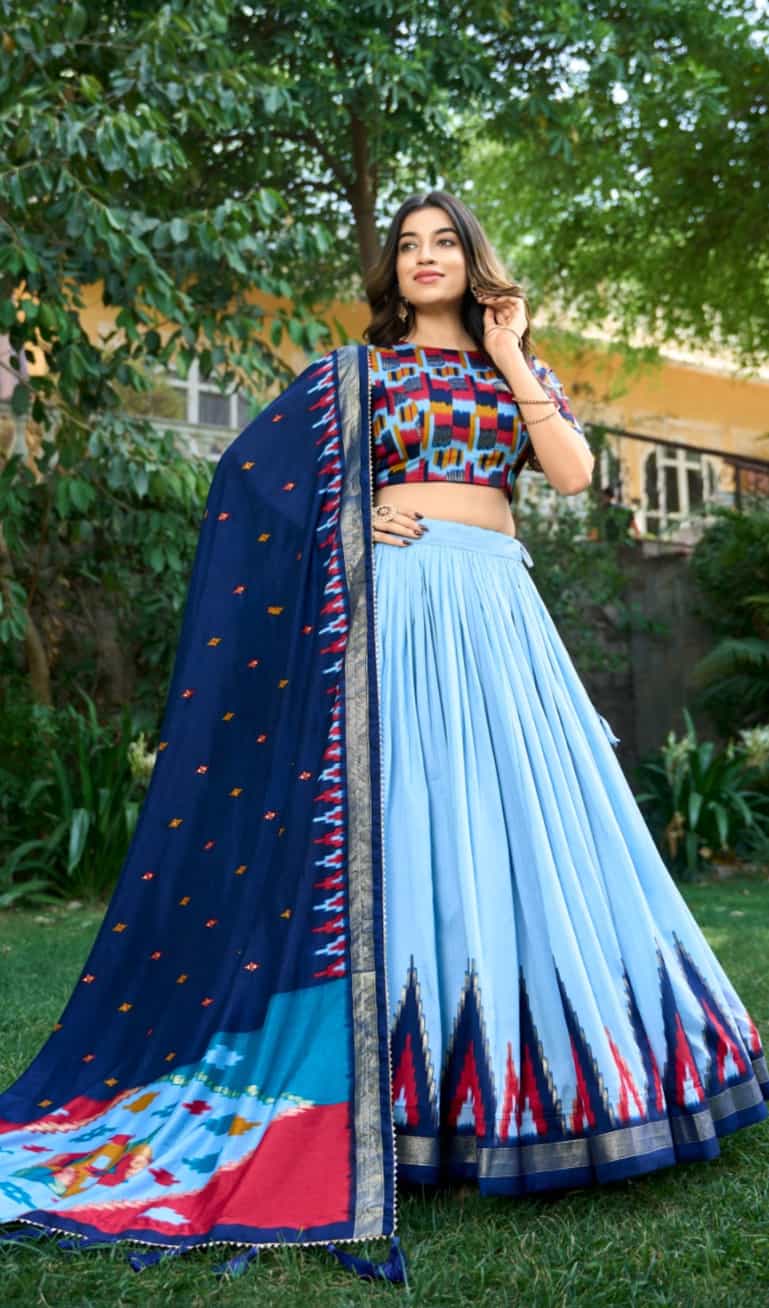Fully stitched lehenga with intricate prints