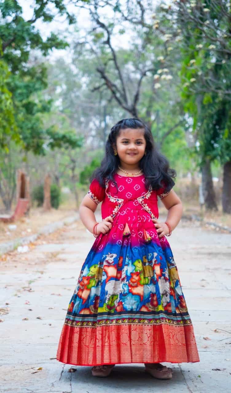 Handloom Silk Gown for Girls with Golden Weaving