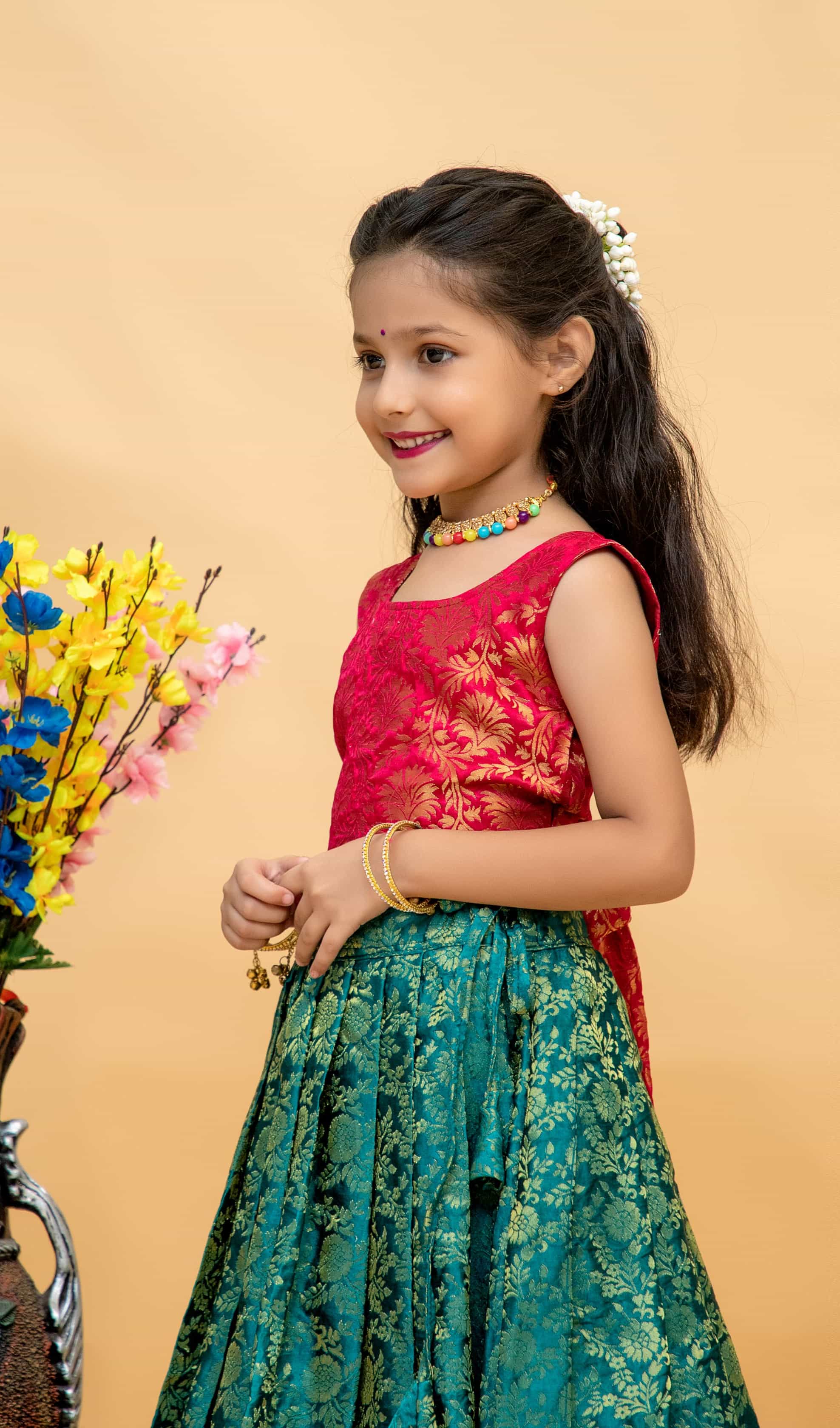Designer Green Kids’ Lehenga Set – Perfect for Weddings & Special Occasions
