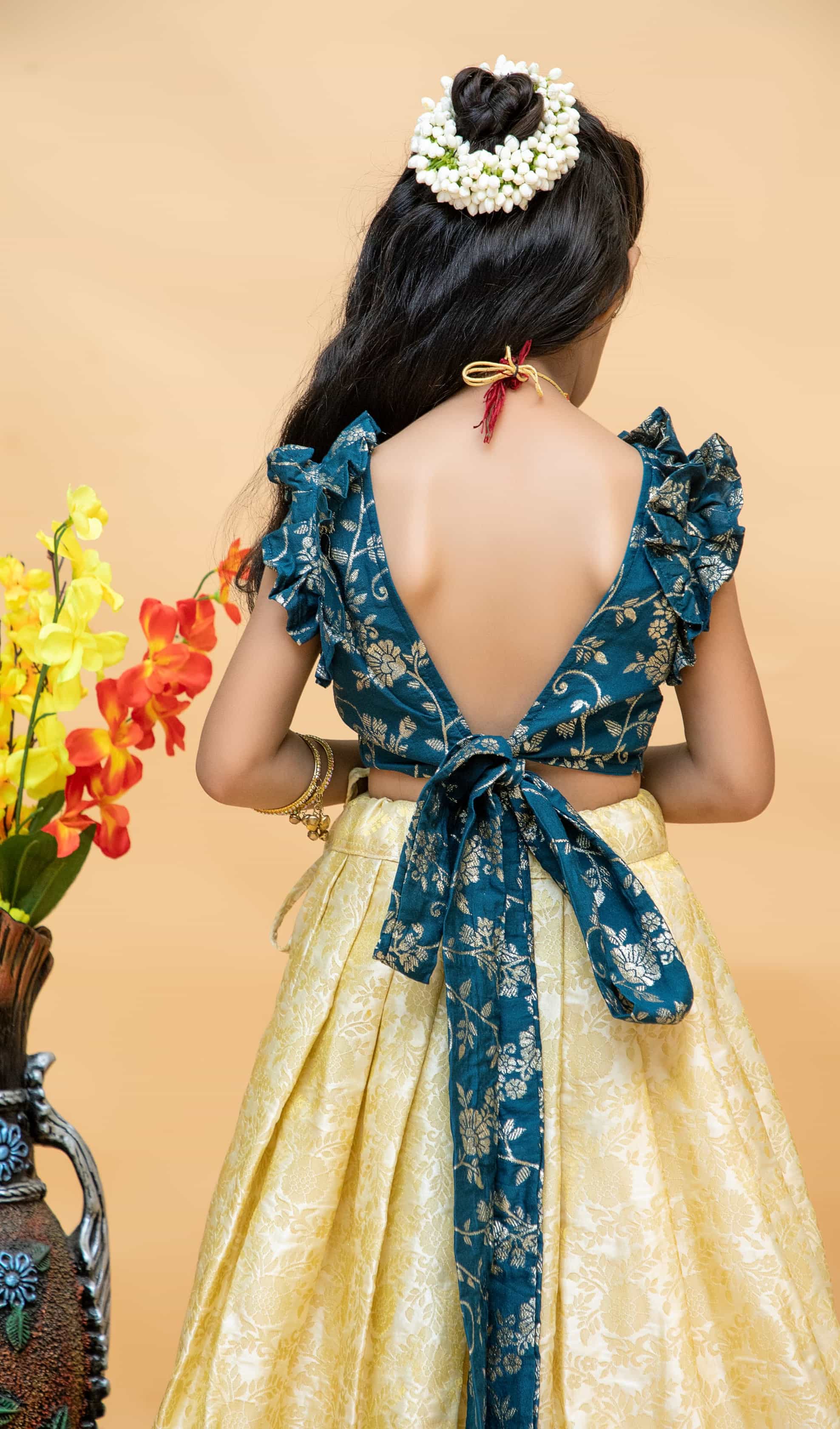 Designer Kids’ Lehenga Set in beige