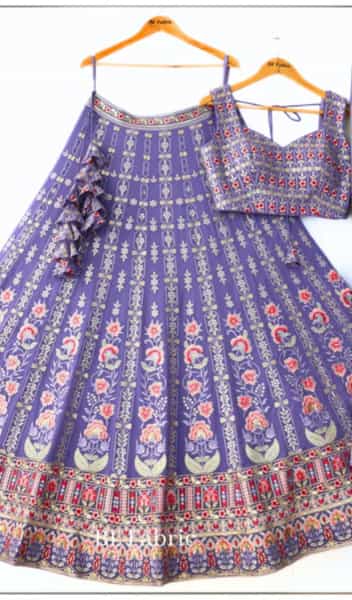 Lavender faux georgette lehenga with sequins