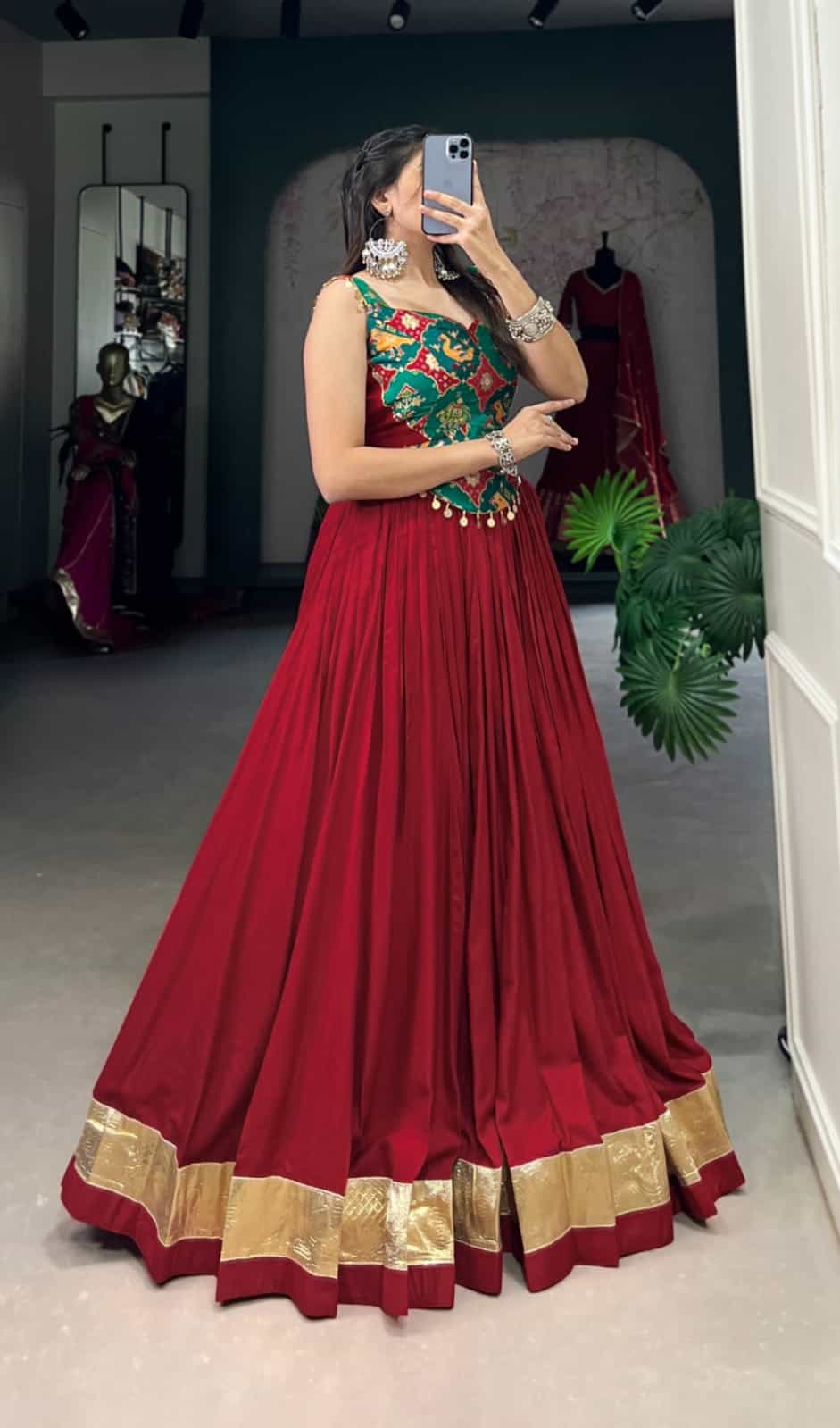 Pure rayon lehenga with viscose jacquard silk blouse