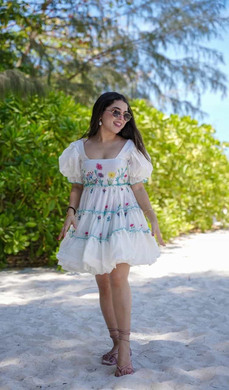 mini floral white dress