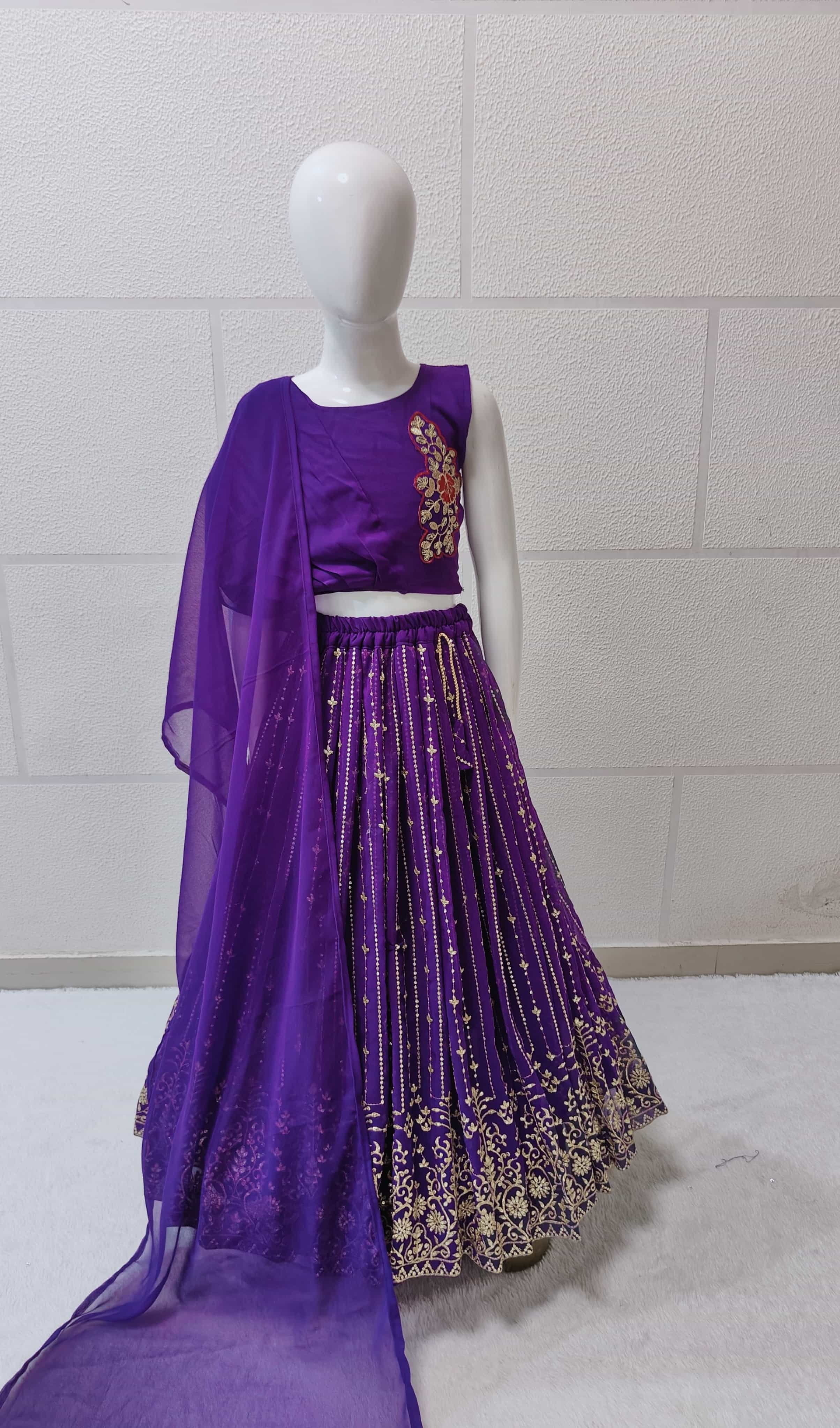 Purple Designer Lehenga Choli for Kids