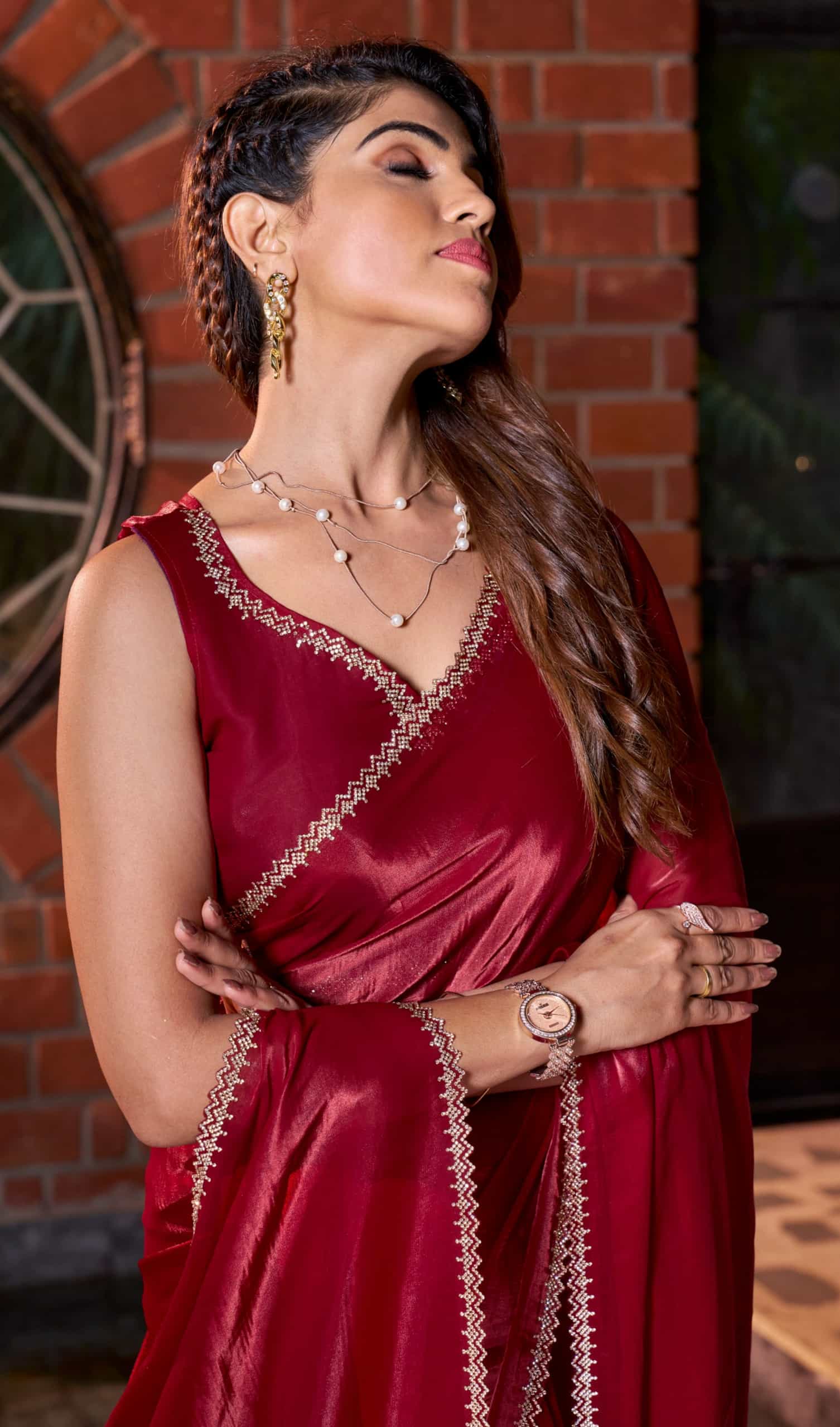 Satin jimmy silk  saree