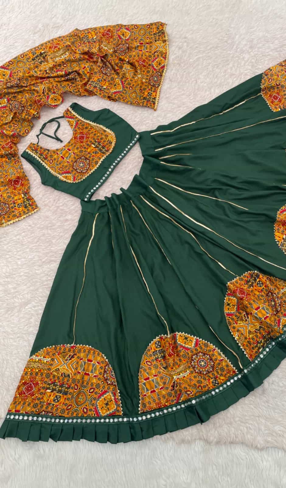 Designer Dark Green Lehenga Choli for Girls 