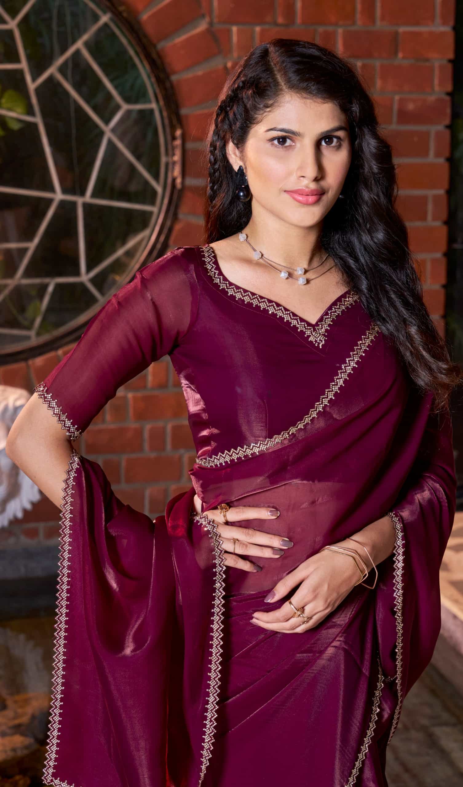 Satin jimmy silk saree
