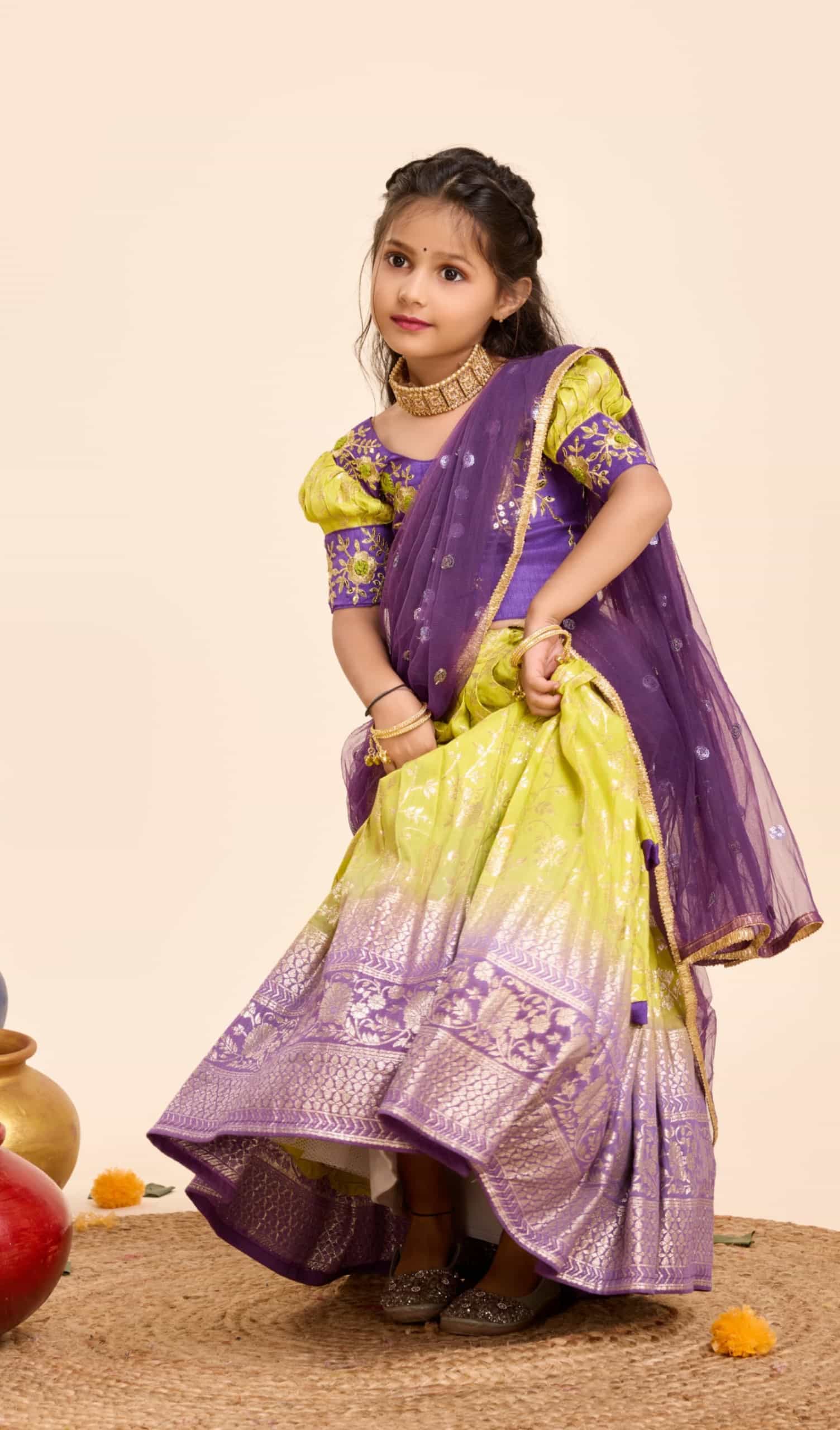Girls' Ethnic Lehenga Choli in Yellow