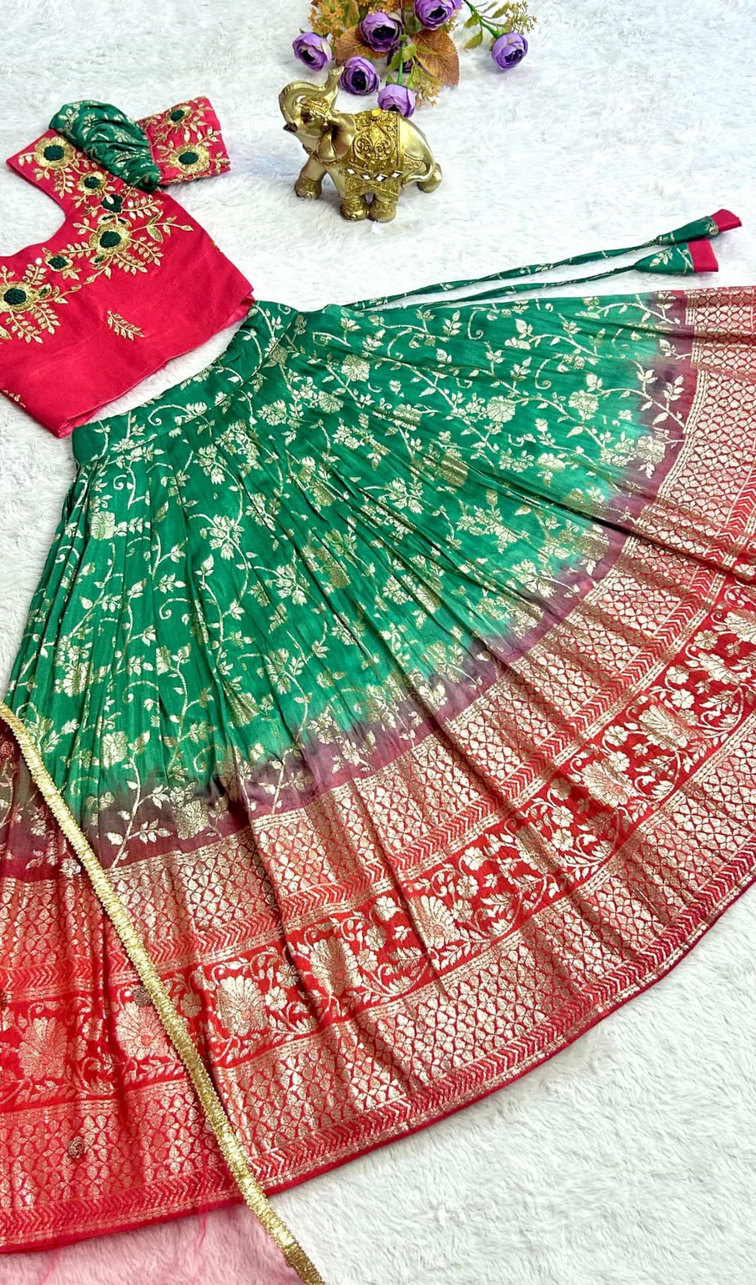 Girls' Ethnic Lehenga Choli in Green