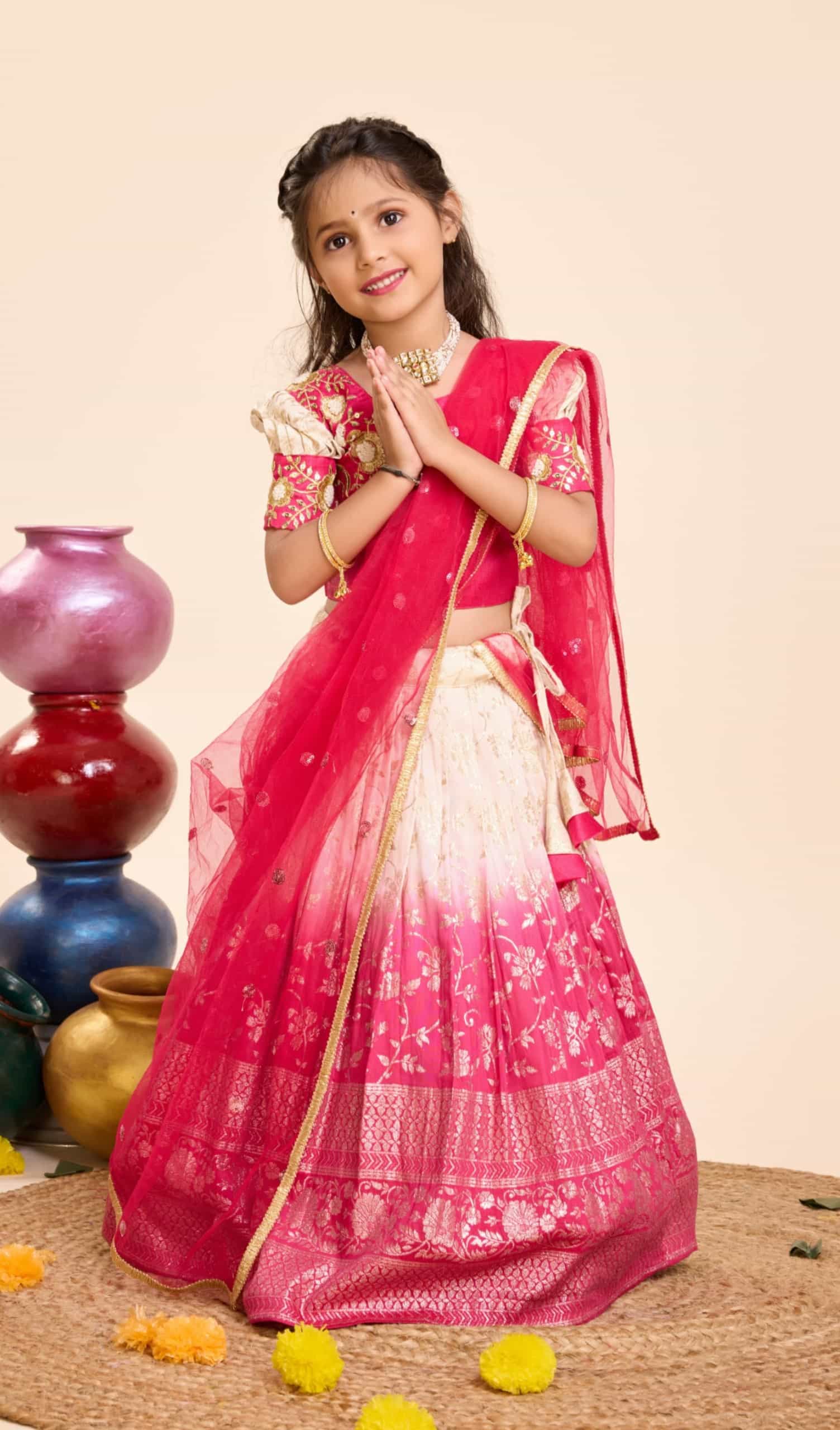 Girls' Ethnic Lehenga Choli in Pink