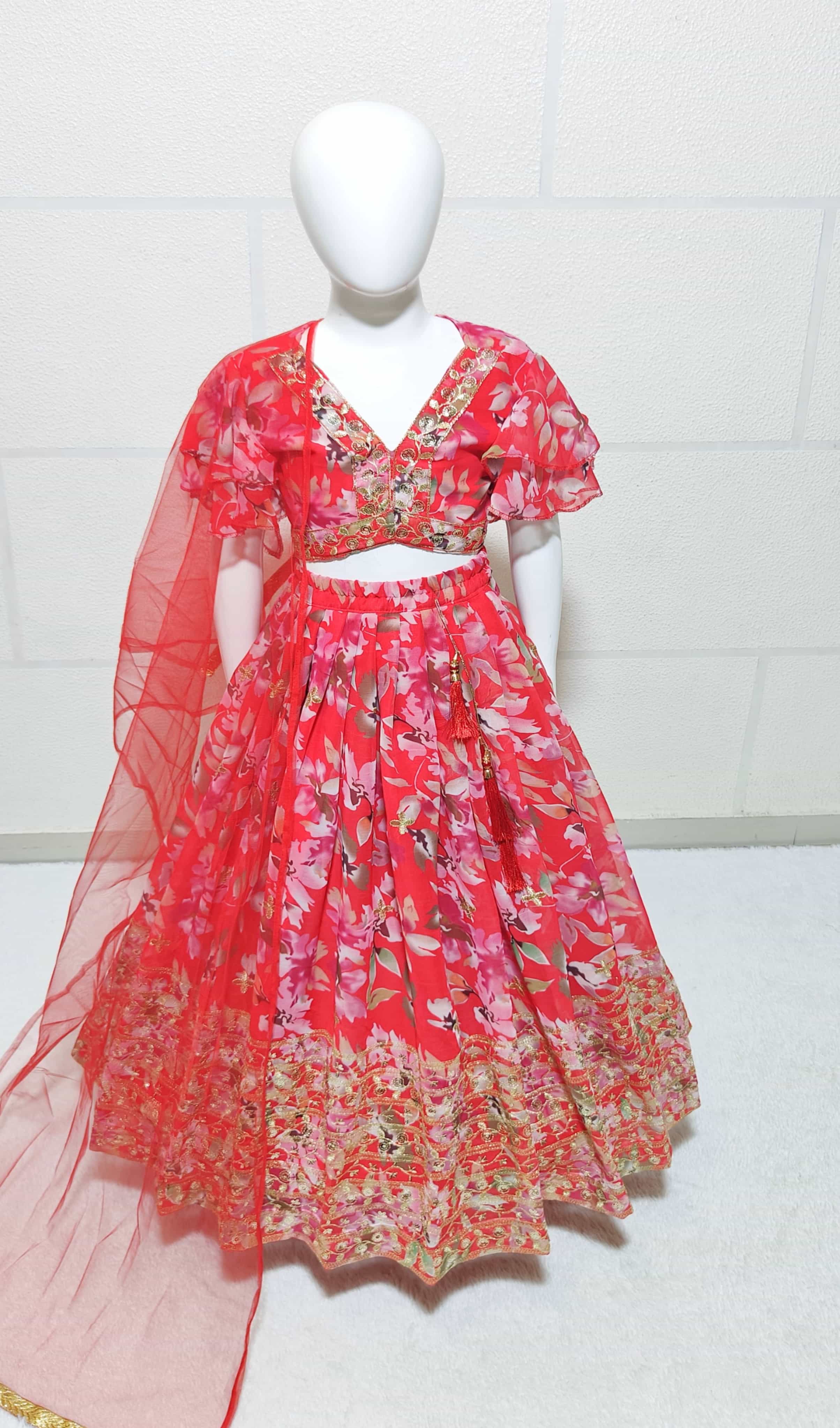 Digital Printed Faux Georgette Lehenga for Girls