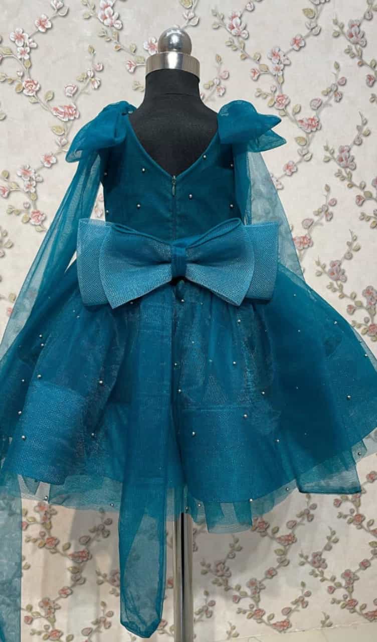 Full-Flair Baby Girl Dress with Shoulder Bow & Belt Design