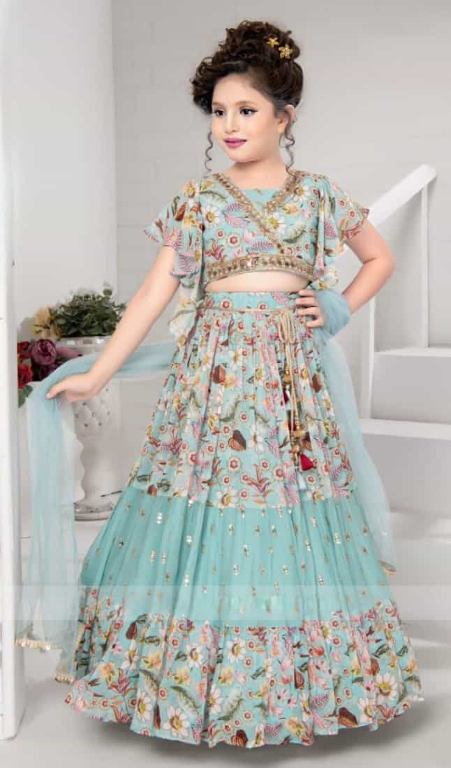 Kids' Wedding Wear Lehenga Choli – Embroidered & Fancy Lace Work