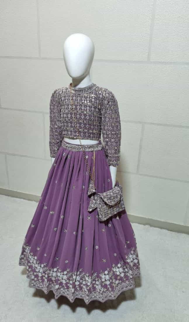 Kids' Wedding Wear Lavender Lehenga