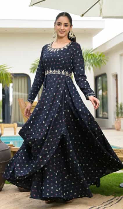 Stylish Bandhani Print Floor-Length Dress