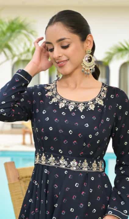 Elegant Navy Blue Anarkali Dress