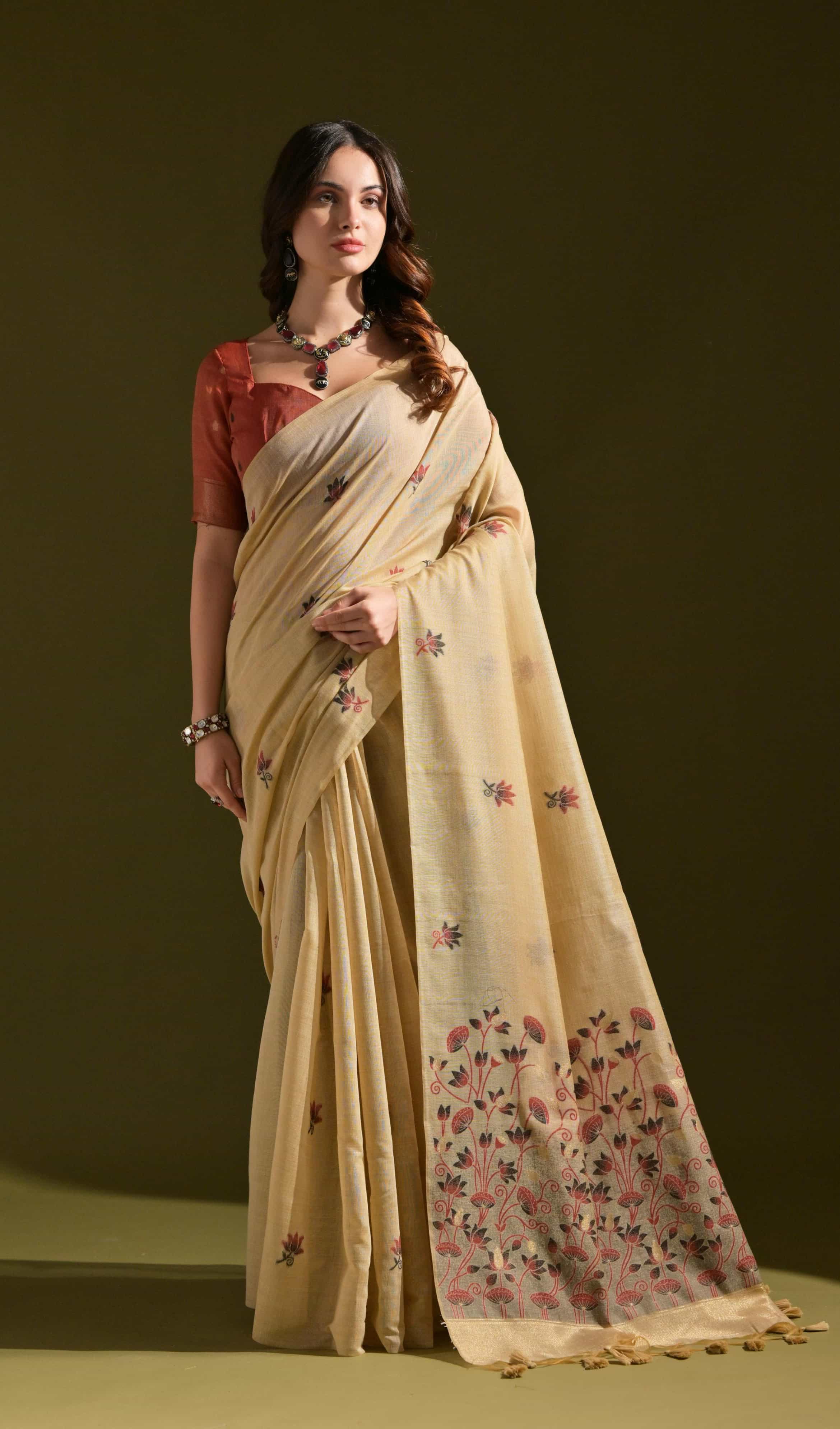 beige color saree
