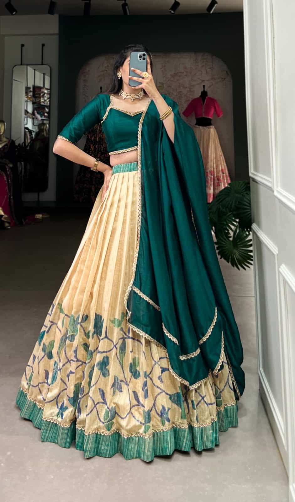 Vichitra silk blouse with lace