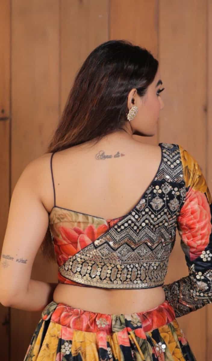 Embroidered faux georgette lehenga