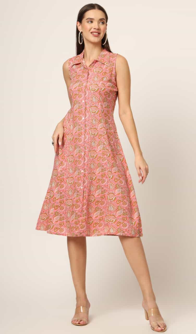 Viscose Rayon Peach Dress 