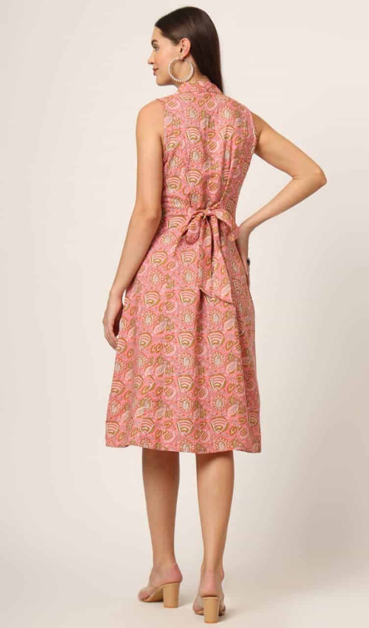 Peach Sleeveless Shirt Dress