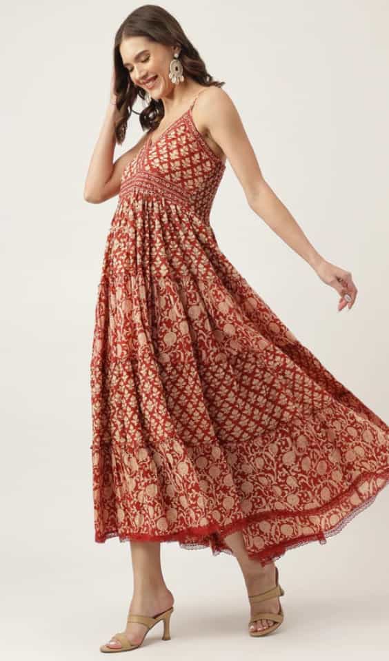 Maroon Fit & Flare Dress
