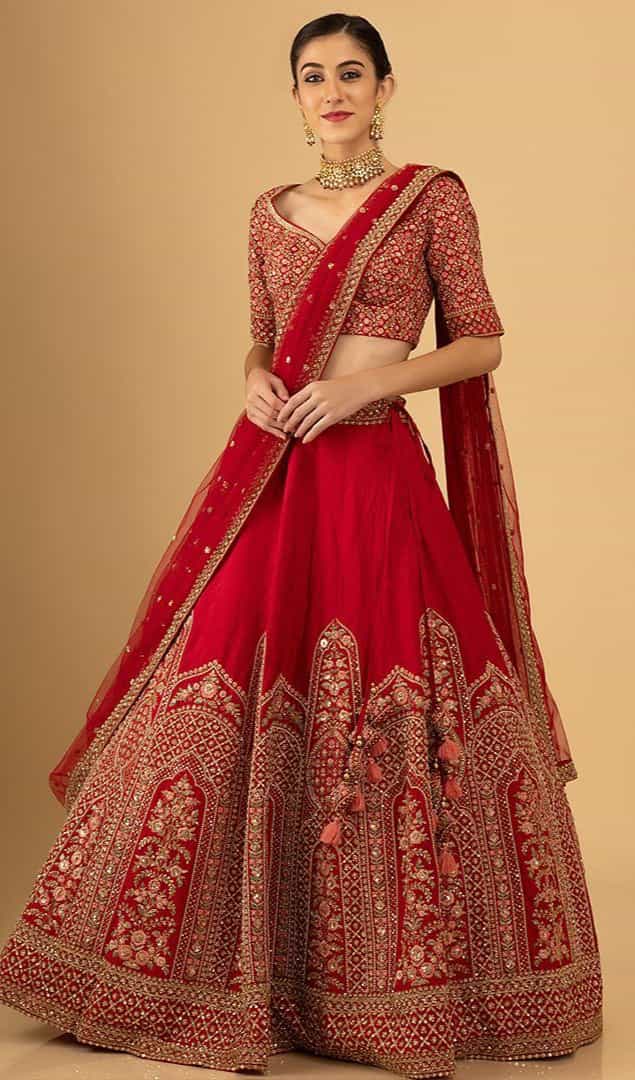 wedding red bridal lehenga