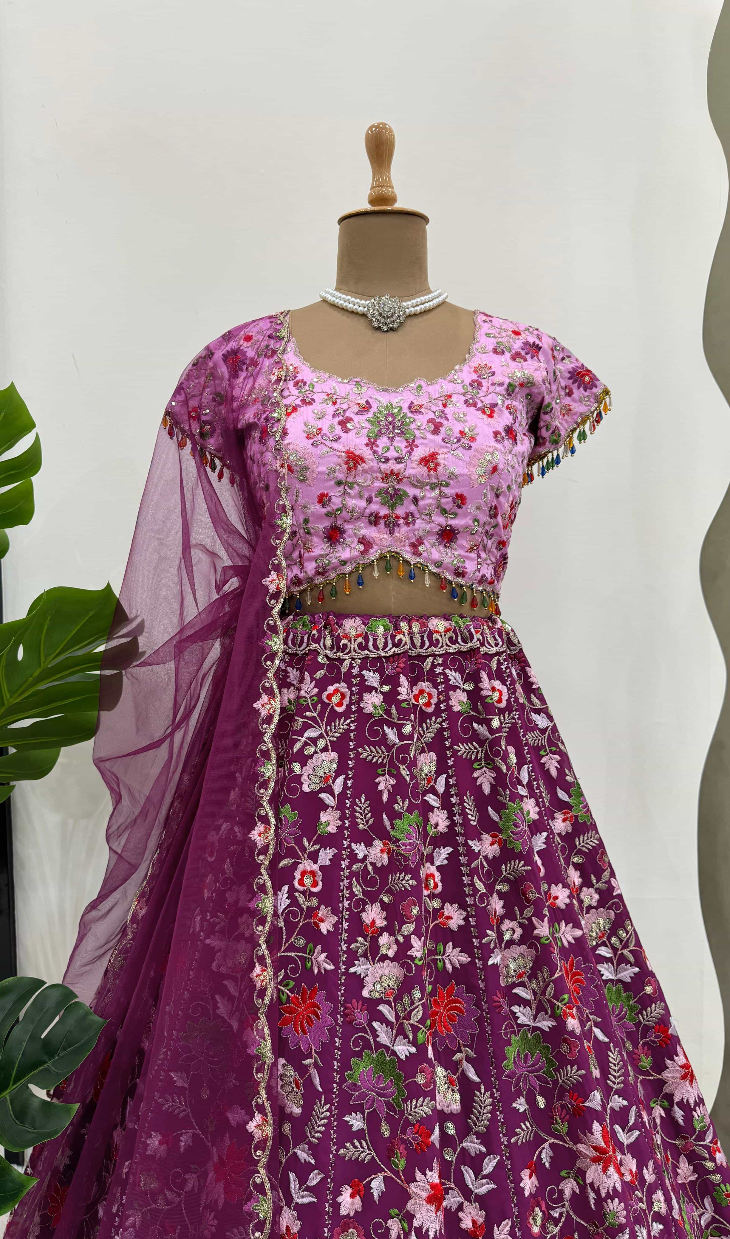 wedding wear wine color lehenga choli