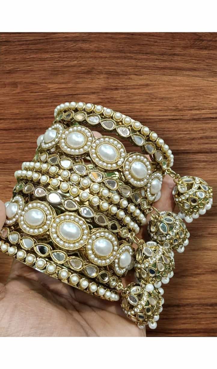 cream color pearl bangles