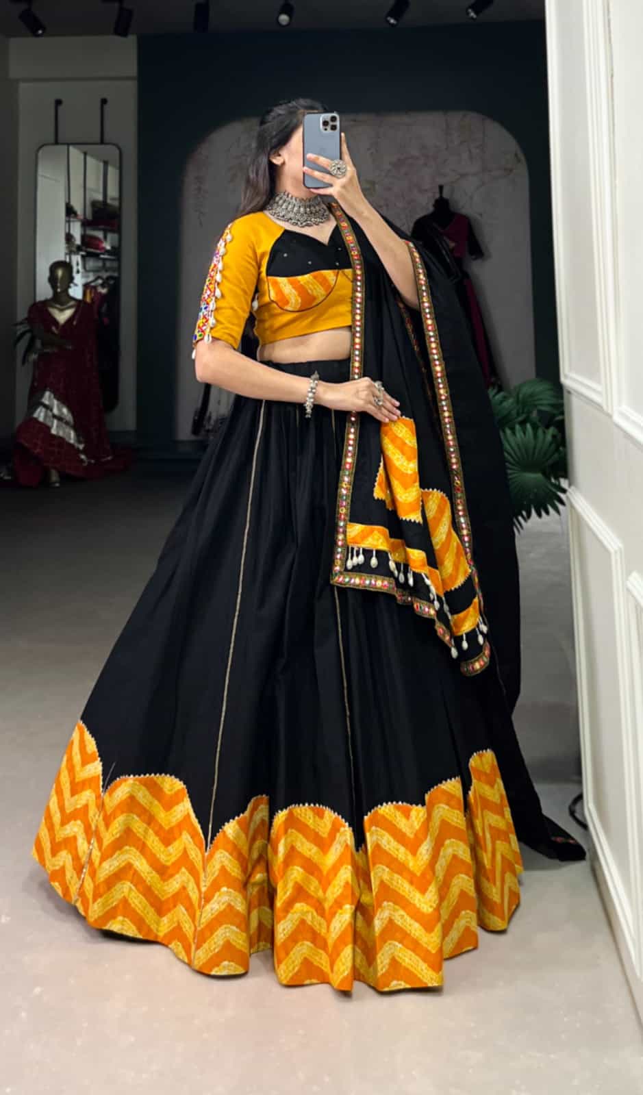 Black cotton lehenga