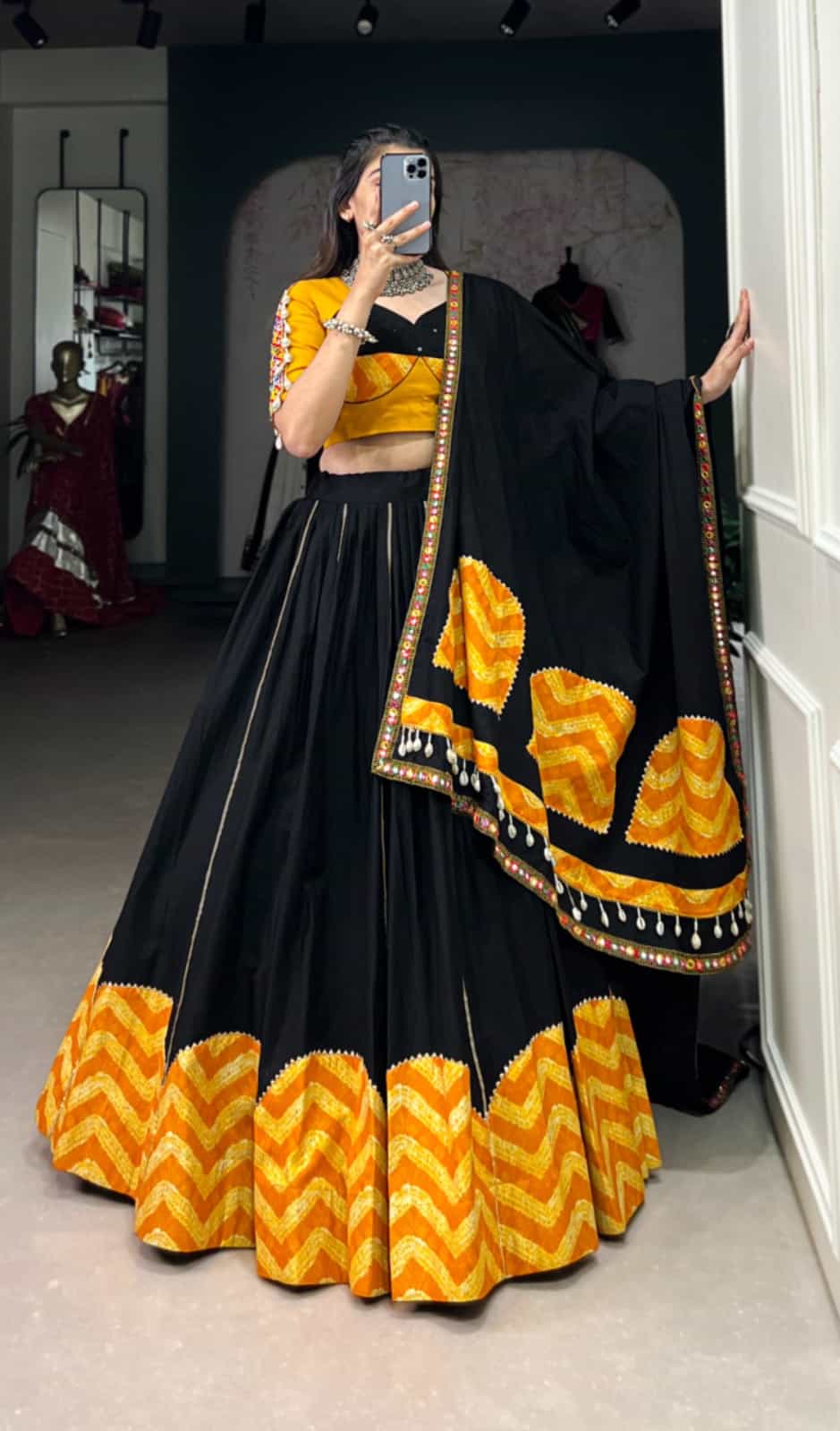 black lehenga choli for garba