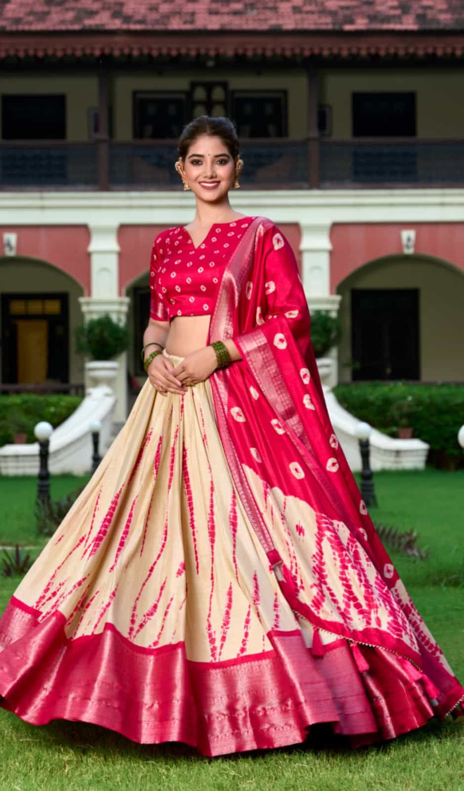 red silk lehenga choli