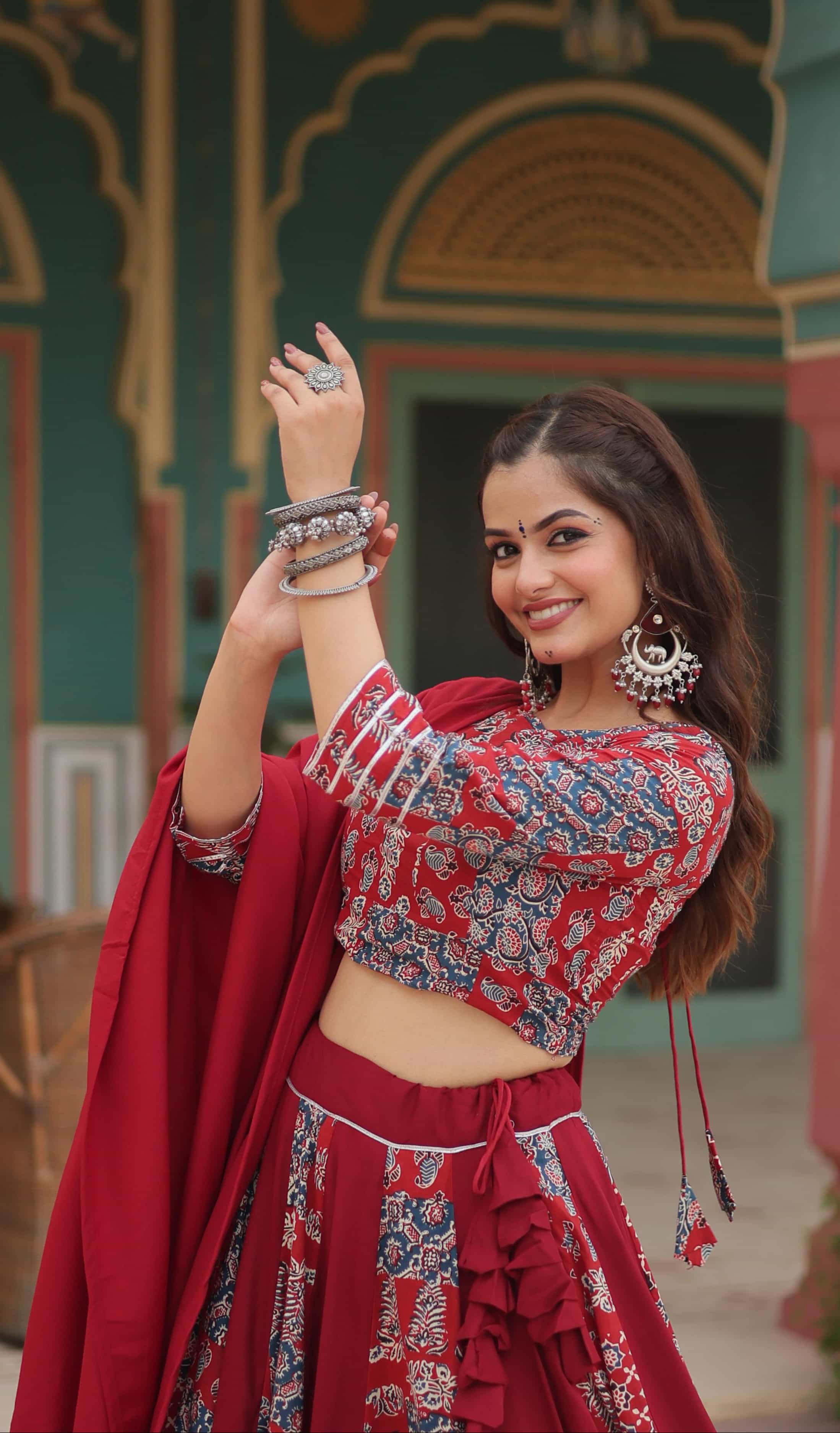 Gorgeous Printed Rayon Lehenga for Weddings