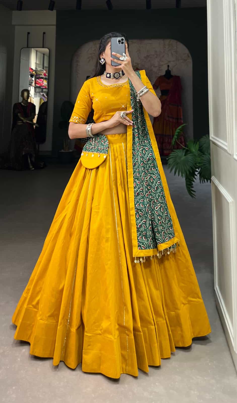 Ethnic Cotton Lehenga Set with Dupatta