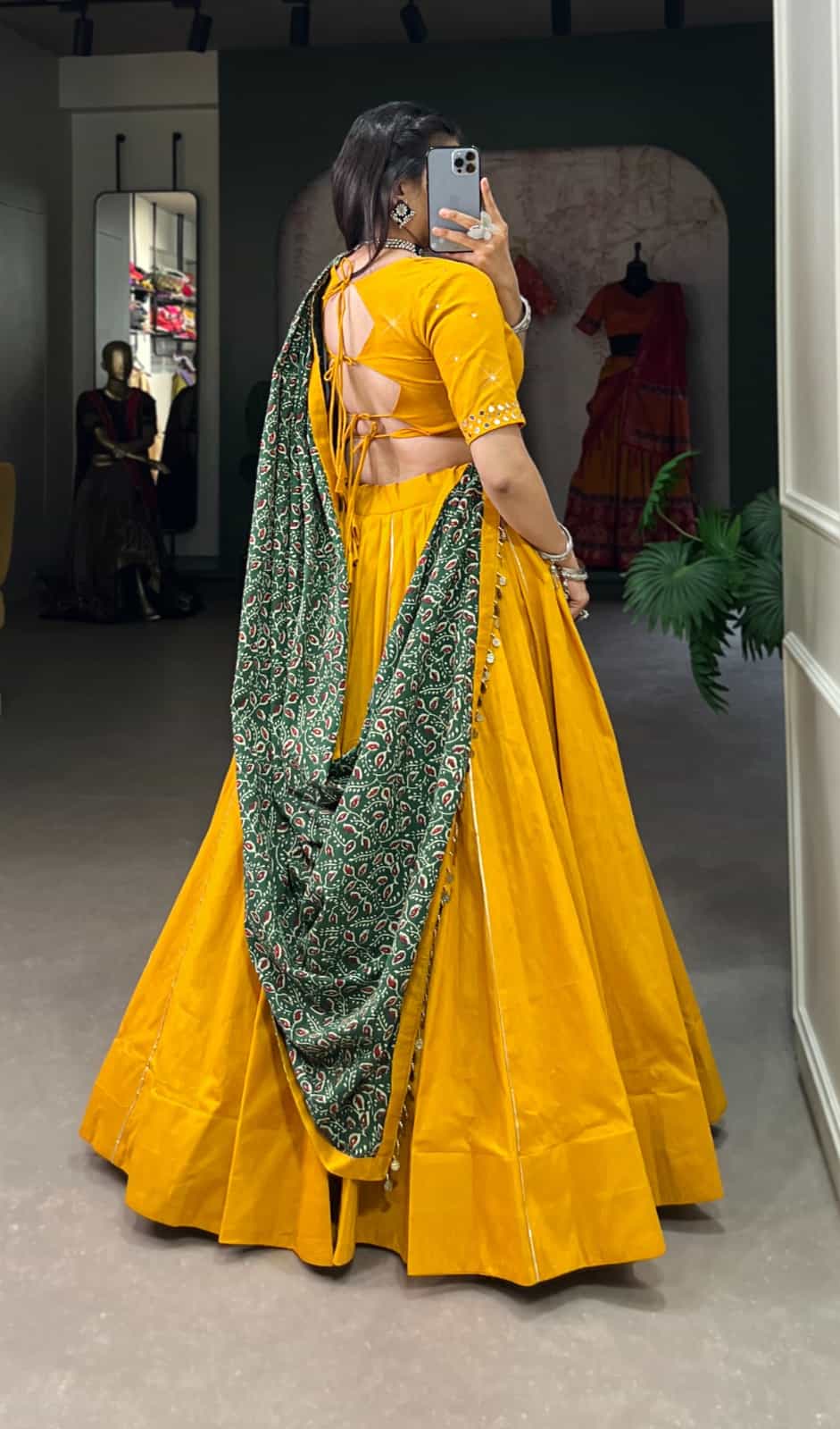 Yellow Cotton Lehenga with Gota Patti Work