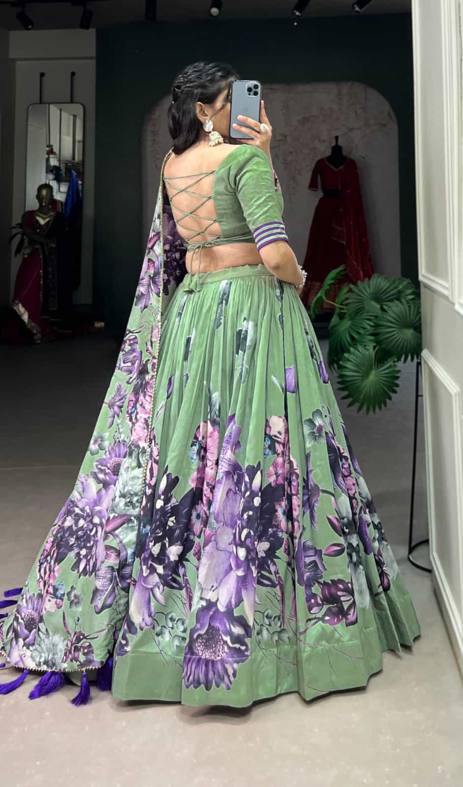 Green Lehenga with Gotta Patti Border
