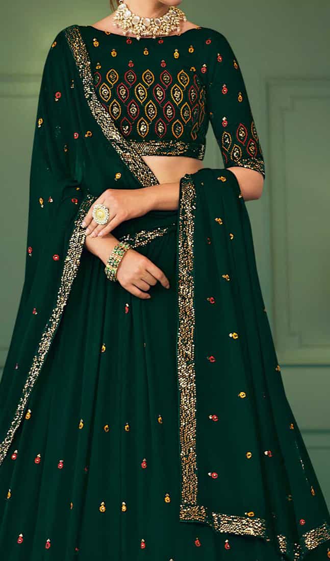 dark green lehenga choli