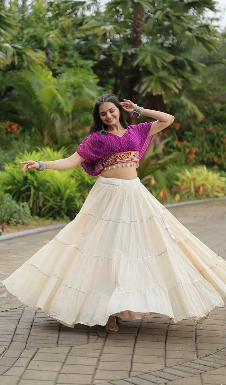 Festive lehenga with cotton inner and elegant frill stitching