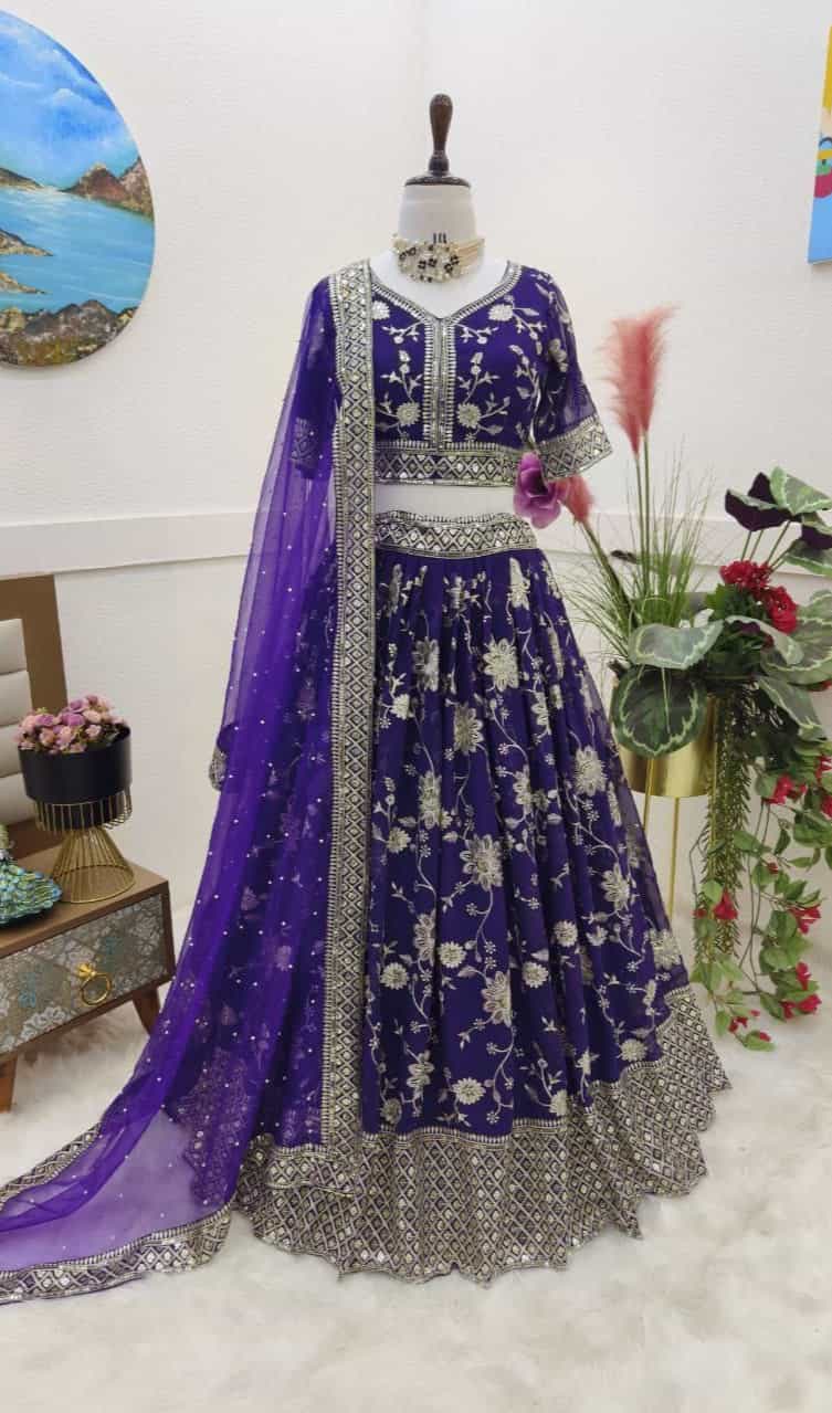Purple Lehenga Set with Sequins Work