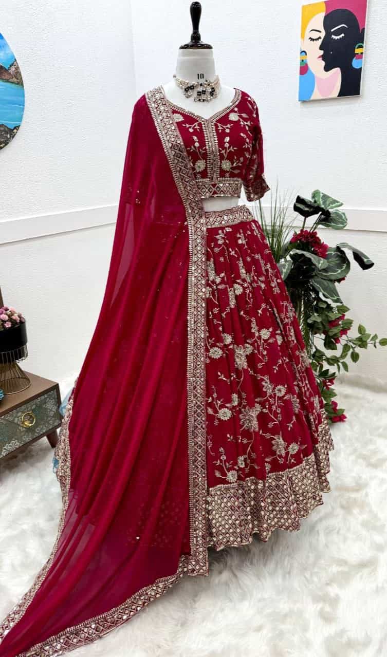 Embroidered Sequence Work Lehenga with Dupatta
