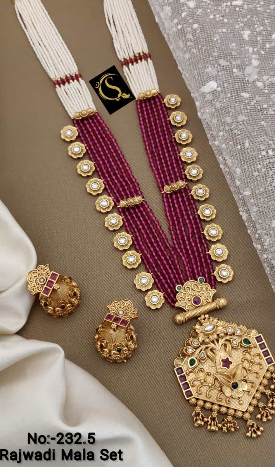 Gold-Plated Traditional Rajwadi Necklace & Earrings