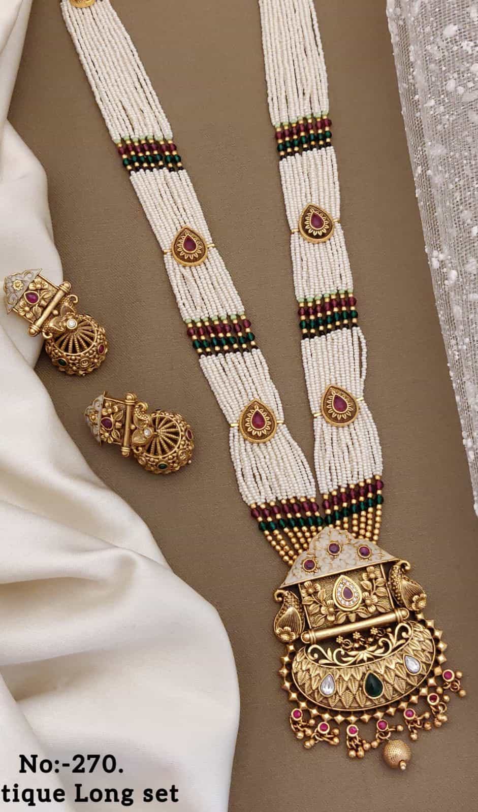 Elegant Rajwadi Gold Jewelry Set with Necklace & Earrings