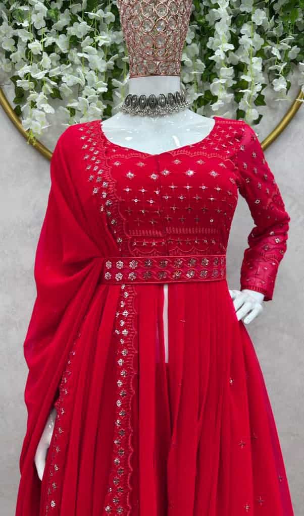 red sharara set women